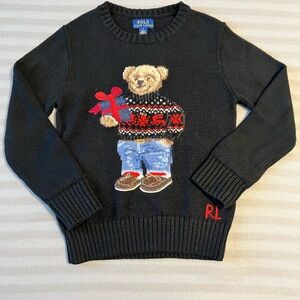 Polo by Ralph Lauren Black Sweater with Bear Design